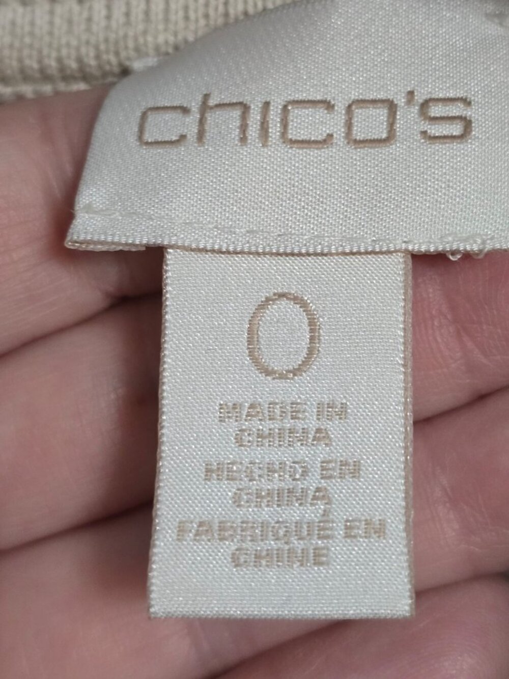Chicos Size 0 Beige Beaded Embellished Cardigan Sweater Cotton Blend - Picture 2 of 13
